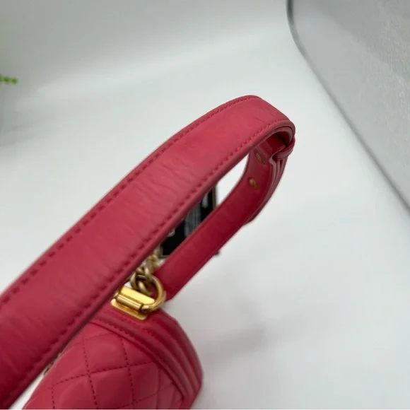 Chanel boy mini shoulder bag ❤️pink lambskin - Picture 5 of 11